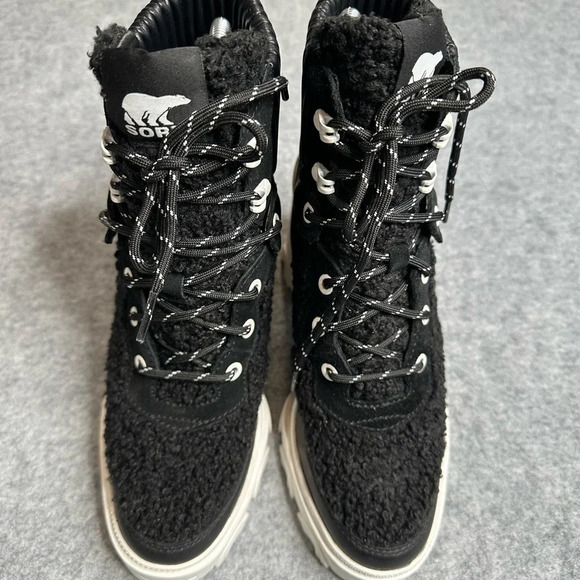 Sorel Women's Brex Leather & Faux Shearling Block Heel Lace-Up Bootie  Sz: 8 - Picture 11 of 13